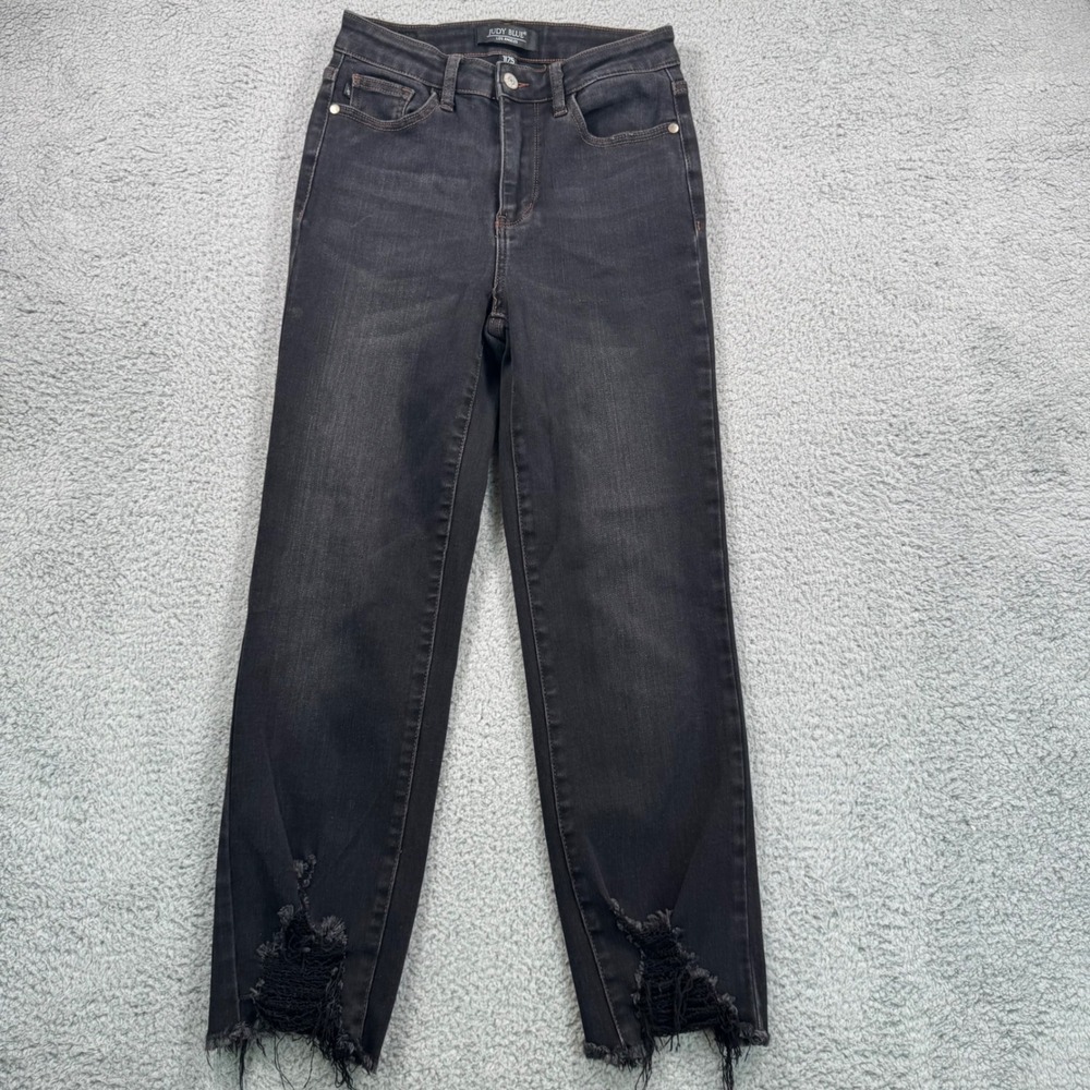 Judy Blue Jeans Women's 1/25 Black‎ Distressed High Rise Stretch Denim
